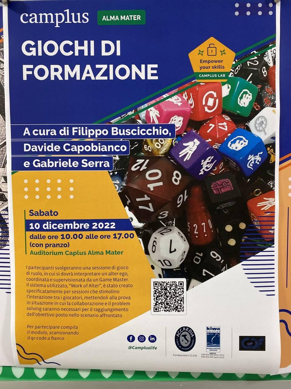 Locandina dell’evento al Camplus Alma Mater di Bologna, 10 dicembre 2022